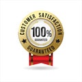 Customer satisfaction guaranteed hundred percent golden badge Royalty Free Stock Photo