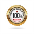 Customer satisfaction guaranteed hundred percent golden badge Royalty Free Stock Photo