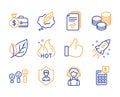 Customer satisfaction, Handout and Tips icons set. Leaf, Hot sale and Security agency signs. Vector