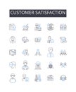 Customer satisfaction line icons collection. Client contentment, Patron pleasure, Shopper cheer, Consumer joy, Audience