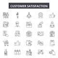 Customer satisfaction line icons, signs, vector set, outline illustration concept