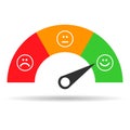 Customer satisfaction meter shadow icon, graph rating measure business report vector illustration