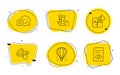 Puzzle, Dating and Air balloon icons set. Customer satisfaction, Music phone and View document signs. Vector