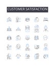 Customer satisfaction line icons collection. Client contentment, Patron pleasure, Shopper cheer, Consumer joy, Audience