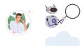 AI Robot Assisting Customer Service Representative in Problem-Solving and Communication Royalty Free Stock Photo