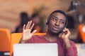 Customer Service agent in an startup office with laptop Royalty Free Stock Photo