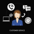 Customer service black flat Royalty Free Stock Photo