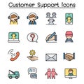 Customer service color line icon set vector illustration graphic design