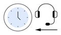 Customer Service Hours Concept with Clock and Headset Symbols Indicating Business Support Idea Royalty Free Stock Photo