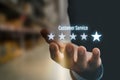 Customer service concept excellent for satisfaction five star rating with business man touch screen.positive thinking and customer Royalty Free Stock Photo