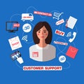 Customer Service Concept with Woman. Support Call Center
