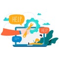 Customer service, customer assistance, call center flat vector illustration. Technical support, online help concept for web banner Royalty Free Stock Photo