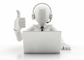 Customer Service Excellence: 3D Man in Call Center Action Royalty Free Stock Photo