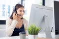 Customer service with friendly, businesswoman is call center and operator for support client, assistance and consultant. Royalty Free Stock Photo