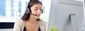 Customer service with friendly, businesswoman is call center and operator for support client, assistance and consultant. Royalty Free Stock Photo