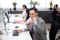 Customer service with friendly, man and woman call center and operator for support client. Royalty Free Stock Photo