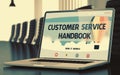 Customer Service Handbook Concept on Laptop Screen. 3D.