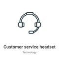 Customer service headset outline vector icon. Thin line black customer service headset icon, flat vector simple element Royalty Free Stock Photo