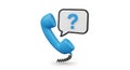 Customer Service Help Blue Phone with Question Mark Icon Royalty Free Stock Photo
