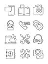 Customer service help icon. Office web or online and telephone support center admin vector linear symbols isolated