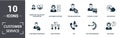 Customer Service icon set. Contain filled flat computer-telephony integration, customer experience, helpdesk, key performance, Royalty Free Stock Photo