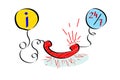 Customer service. Infromation support. Set of icons in doodle style. Royalty Free Stock Photo