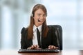 Customer service operator girl in headset Royalty Free Stock Photo