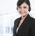 Customer service operator with headset Royalty Free Stock Photo