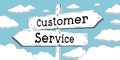 Customer service - outline signpost with two arrows