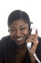 Customer service represenatative beautiful smiling on phone Royalty Free Stock Photo