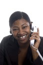 Customer service represenatative beautiful smiling on phone Royalty Free Stock Photo