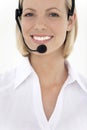 Customer service representative with blue eyes Royalty Free Stock Photo