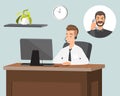 Customer service representative vector flat illustration