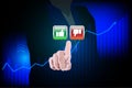 Customer service and Satisfaction concept, Business people are touching the virtual screen on Thumbs up and down square buttons to