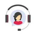 Customer service support logo icon or client assistance help desk agent in headset or headphones call center symbol