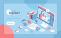 Customer service, support, technical assistant or call center. Hotline helpdesk. Professional online consultant operator help clie