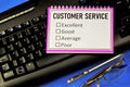 Customer service, survey and examination of service quality. Options final score: excellent, good, average, poor. The goal is to