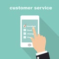 Customer service survey form on screen mobile Royalty Free Stock Photo