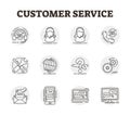 Customer service vector icon collection set illustration. Outlined helpdesk