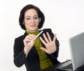 Customer Service Woman Does Her Nails on the Clock Royalty Free Stock Photo