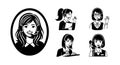 Customer service woman support agent vector icons Royalty Free Stock Photo