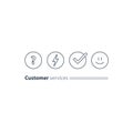 Customer services, feedback survey, quiz concept