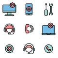 Customer services and maintenance icons