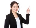 Customer Services officer and finger point up Royalty Free Stock Photo