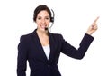 Customer services officer and finger point up Royalty Free Stock Photo