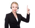 Customer services officer with finger up Royalty Free Stock Photo