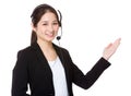 Customer services officer with open hand palm Royalty Free Stock Photo
