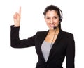 Customer services operator with finger point up Royalty Free Stock Photo