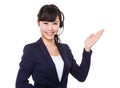 Customer services operator with open hand palm Royalty Free Stock Photo