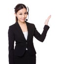 Customer services representative and open hand palm Royalty Free Stock Photo